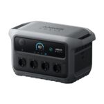 Anker SOLIX C2000 Gen 2 : vue de trois quarts avant et connexion pour batterie supplémentaire.
