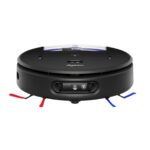 Robot aspirateur laveur Dyson Spot+Scrub Ai noir, vu de face avec ses brosses latérales.